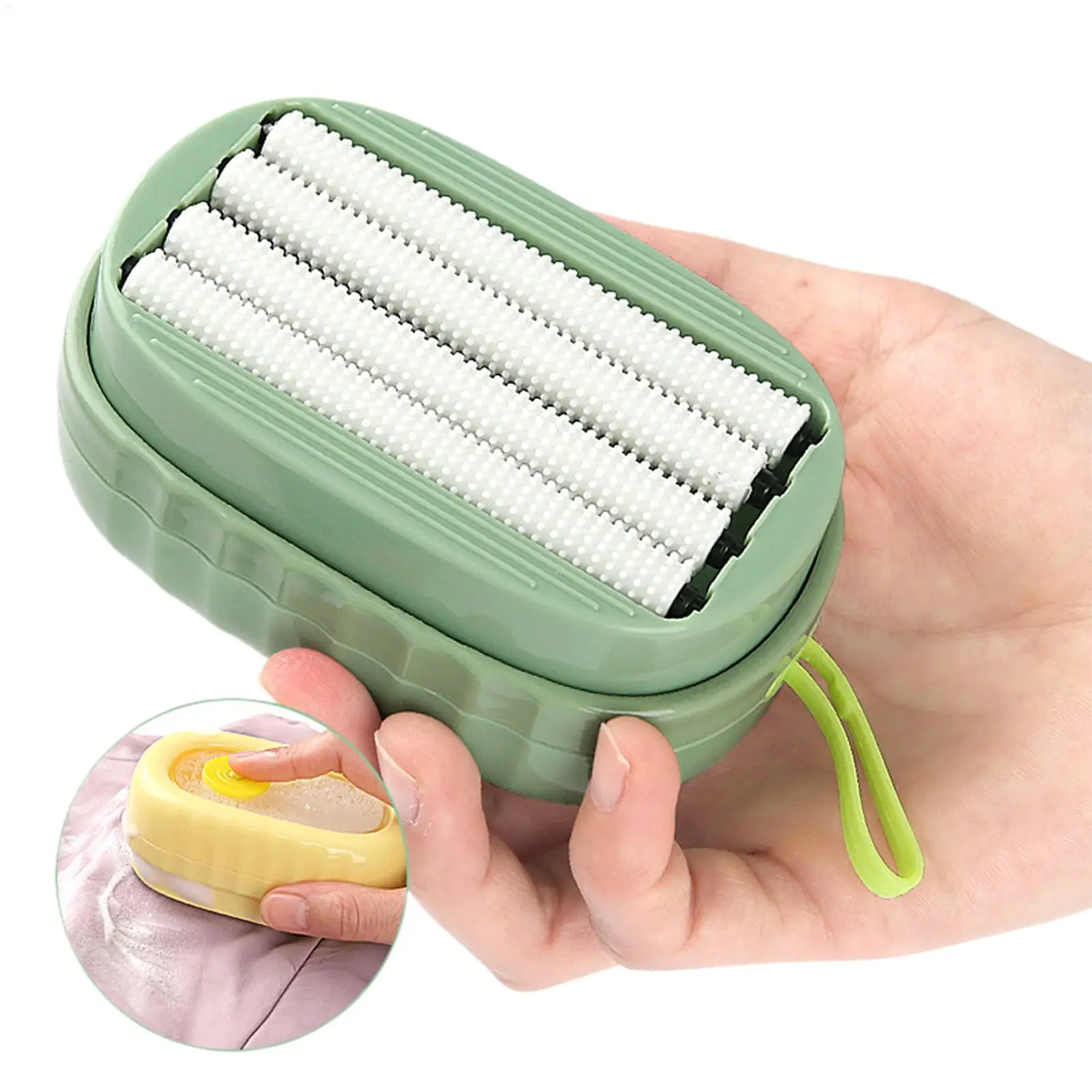 Drücken Sie die flüssige Wäschebürste. Haushalts-Schaumwalze aus weichem Gummi beschädigt die Kleidung nicht. Reinigungsbürste. Drücken Sie flüssige Wäschebürste Image