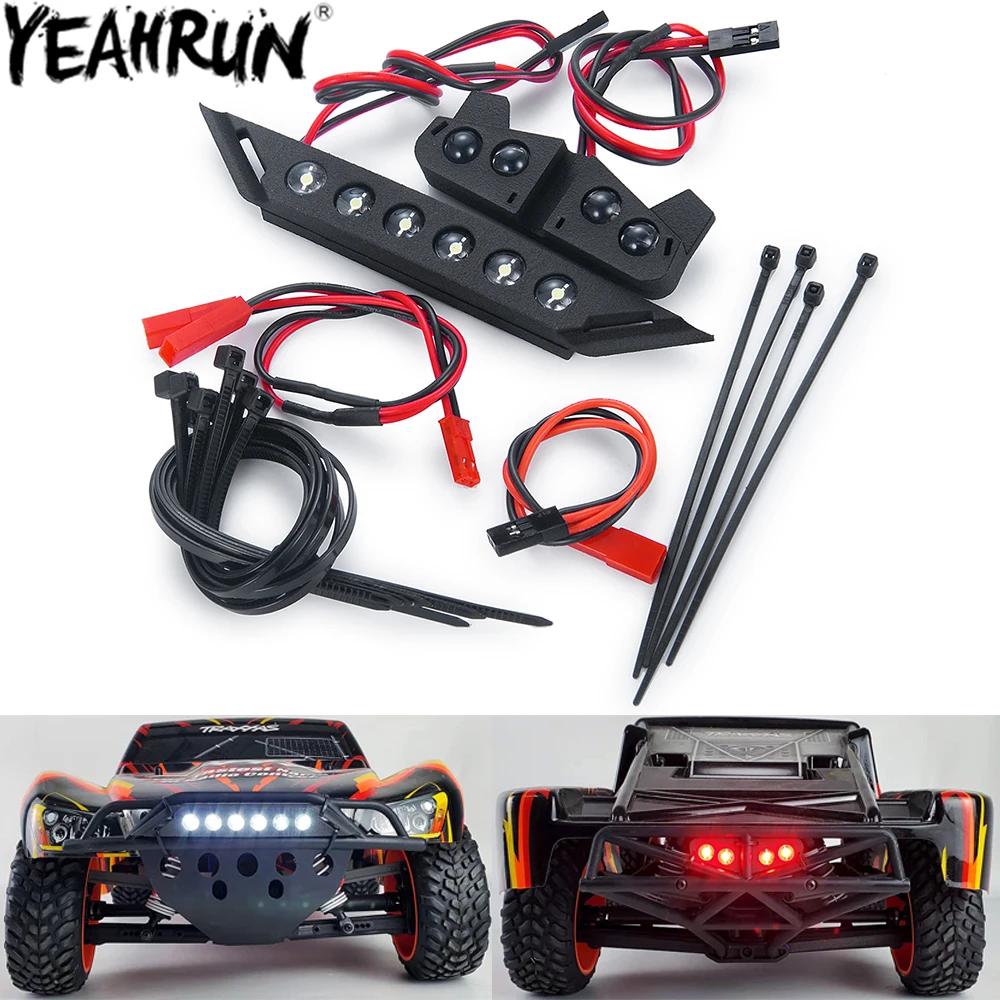 YEAHRUN Vorne Hinten LED Lichter Set Scheinwerfer Bar Scheinwerfer Rücklichter DC 3-5v für SLASH 1/10 4x4 2wd VXL XL-5 RC Crawler Auto Image