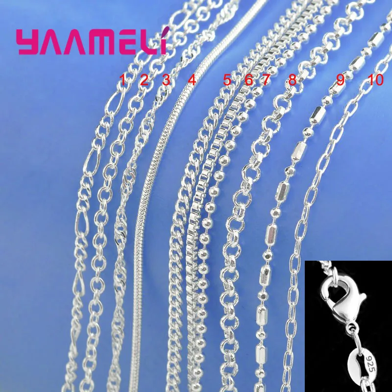Große Förderung 100% authentische 925 Sterling Silber Kette Halskette mit Hummer verschlüssen passen Männer Frauen Anhänger 10 Designs 16-30 Zoll