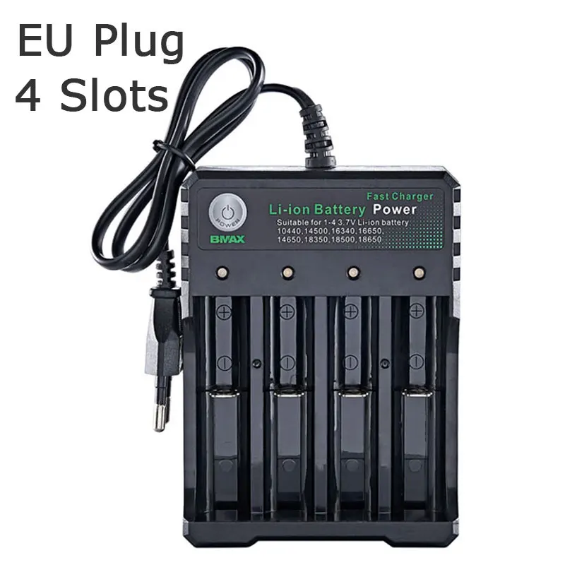 EU 18650 Batterieladegerät 4 Steckplätze AC 110 V 220 V Dual für 18650 Laden 3,7 V 4,2 V wiederaufladbares Li-Ionen-Batterieladegerät für 18550 Image