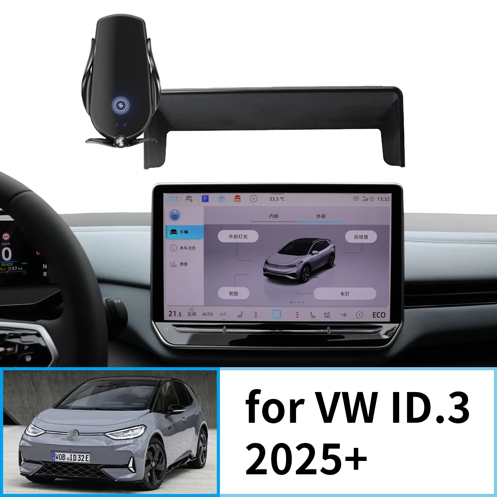 Für VW ID.3 2025 ID3 ID 3 (12,9 Zoll) Auto Handy Halter Zubehör GPS Halterung Navigation Ständer Auto Image