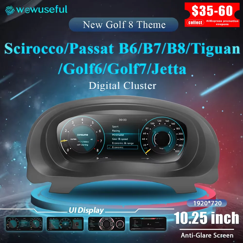 12,3'' LCD Digital Dashboard Cluster Für VW Scirocco Jetta Golf 6 7 MK7 Passat B8 B7 ändern Auto Radio instrument Panel Cockpit Image