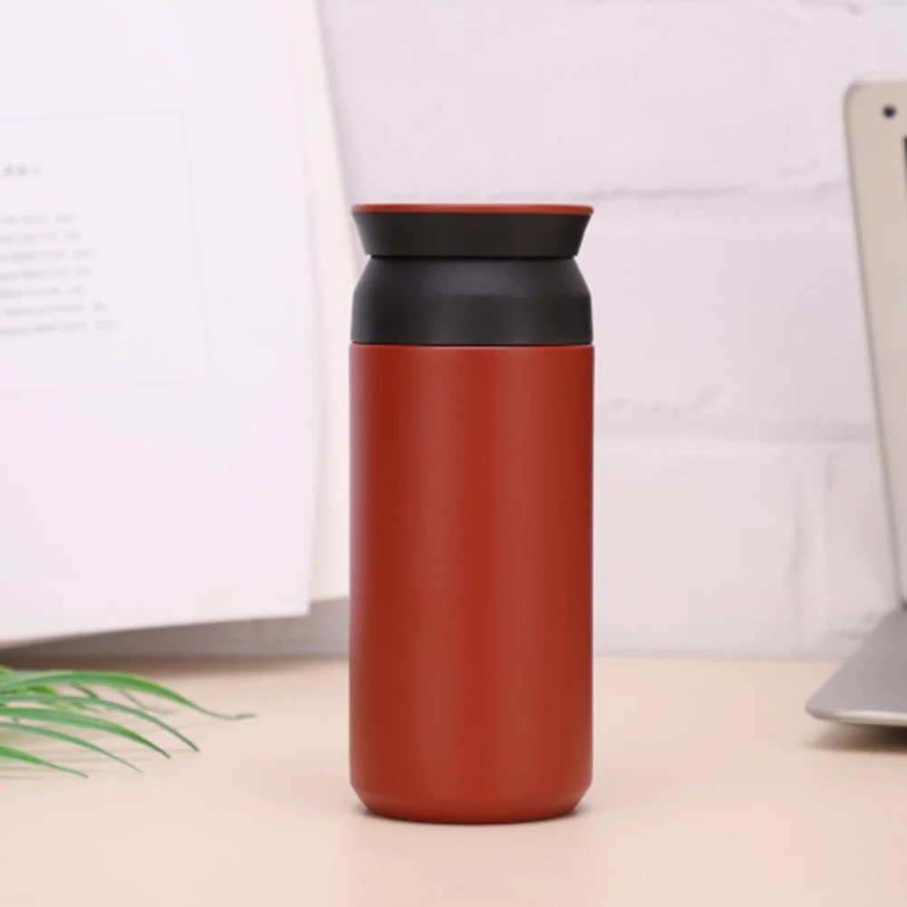 350 ml/500 ml Isolierte Tasse Edelstahl Einfache Tragbare Flache Deckel Isolierte Flasche Auslaufsicher Isolierte Wasser Tasse Für frauen Männer Image