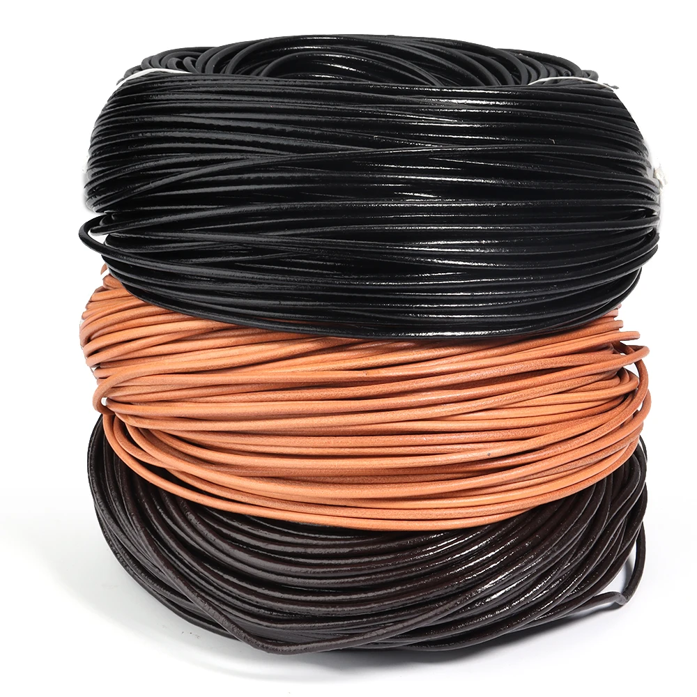 2-5Yards 1/1,5/2/2,5/3/4/5/6mm 3 Farbe Echtes Kuh Leder Runde Tanga Schnur Für Dekoration Handwerk Machen DIY Zubehör Image