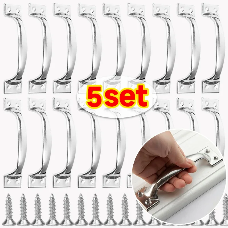 5 Sets 5/6 Zoll Edelstahl-Schrankgriffe, stahlfarben, für Küche, Badezimmer, Schlafzimmer, Kommode, Schubladenpaket mit Schrauben Image