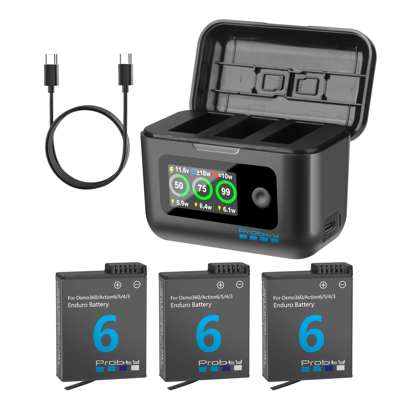 Für DJI Osmo Action Extreme Batterie Plus 2200 mAh Für Osmo 360, Osmo Action 6/5 Pro/ 4/ 3 oder 3-Kanal Ladegerät Box Zubehör Image