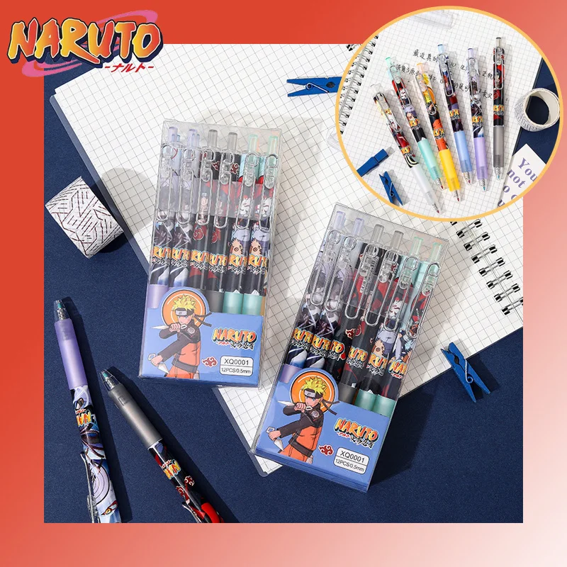 6 stücke Naruto Anime Gel Stift Kugelschreiber Schreiben Werkzeug Tinte Unterzeichnung Stift 0,5mm Schwarz Studenten Schreibwaren Schule Liefert geschenk Image