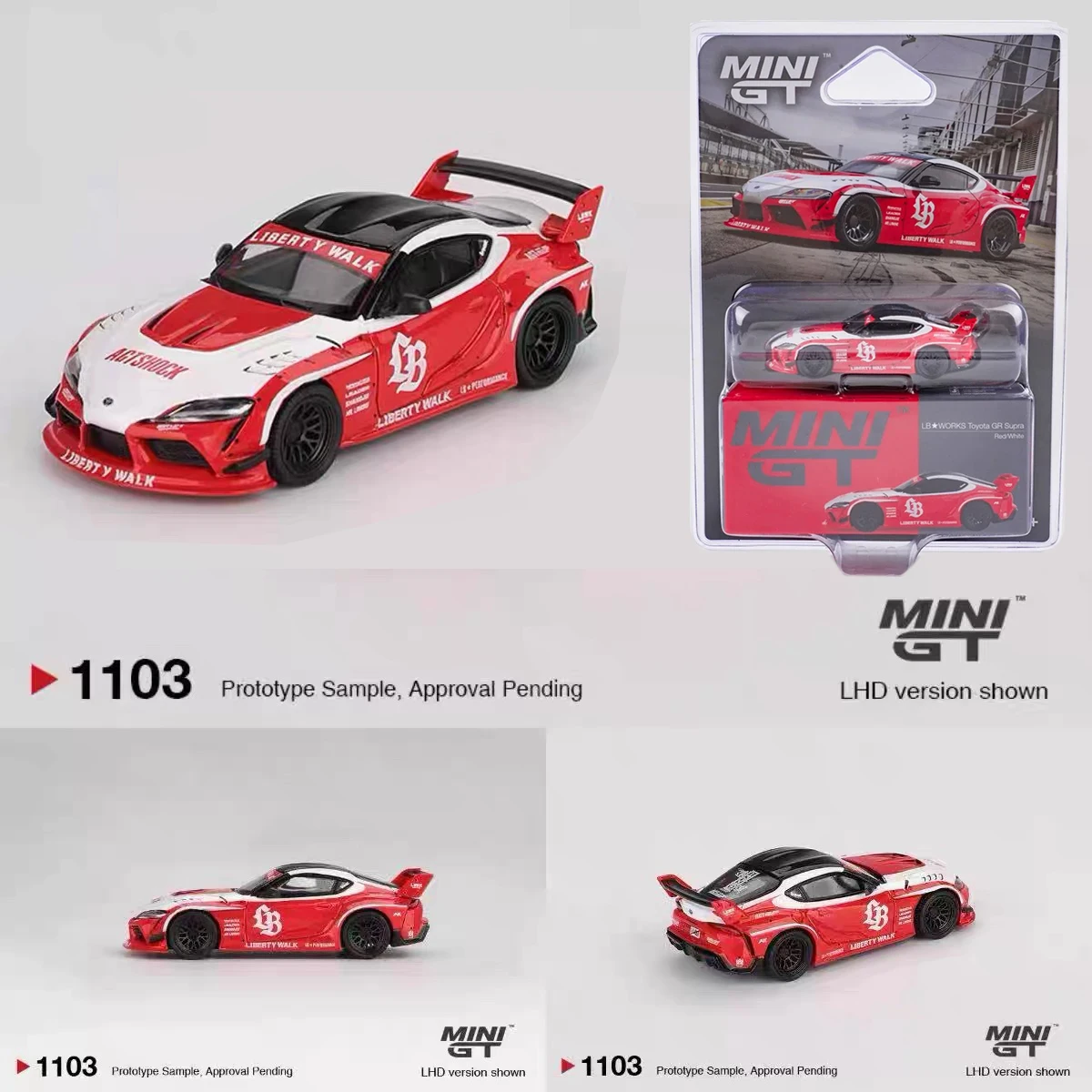 MINIGT Auf Lager 1103 1:64 LBWK LB WORKS Toyota GR Supra Rot-Weiß Sammlerstück Spielzeugauto Druckgussmodell