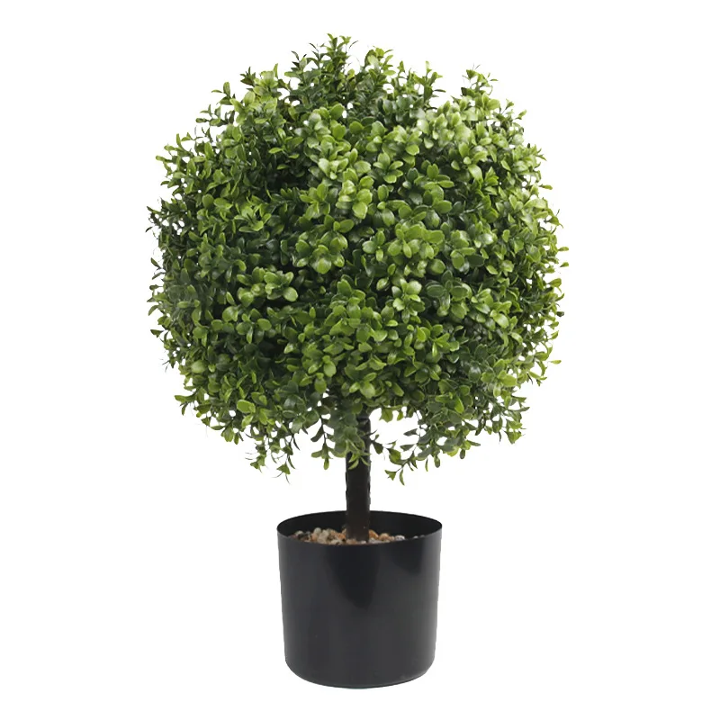 2 Stück Topiary-Bäume, künstlich, für den Außenbereich, 50,8 cm, künstliche Buchsbaumkugeln, künstlicher Blumentopf für den Außenbereich für Zuhause, Büro, ohne Obst