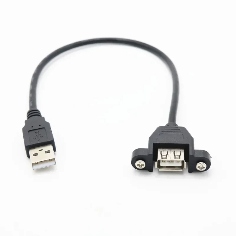 USB 2.0 A Stecker auf Buchse, Panelmontage mit Schrauben, Kabel, 30 cm, 50 cm, 100 cm, 150 cm Image