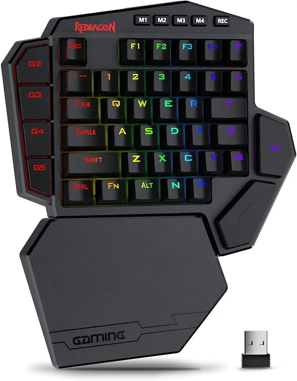 Redragon K585 PRO Kabellose einhändige mechanische Tastatur, 42 Tasten, 3 Modi, RGB, 7 Onboard-Makrotasten, abnehmbare Handgelenkstütze Image