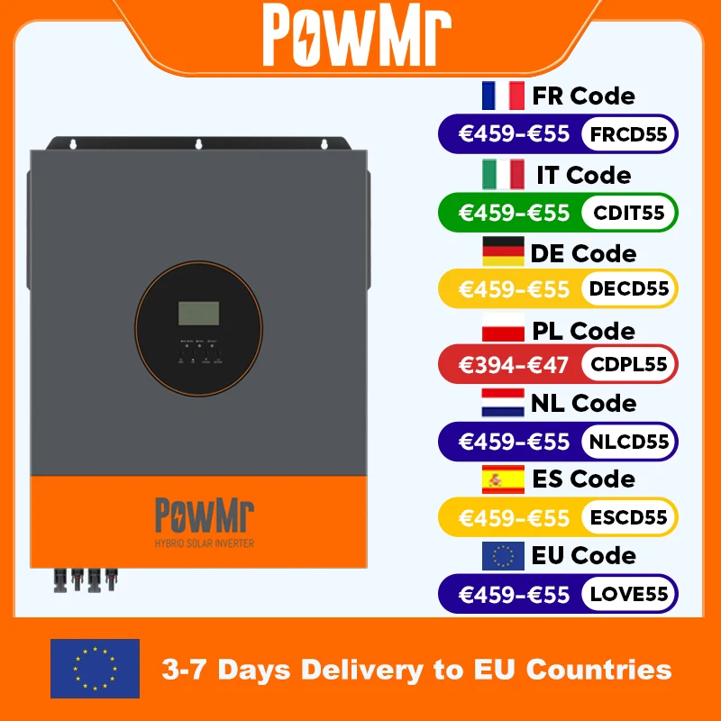 PowMr 11 kW Hybrid-Solarwechselrichter, 48 V, 220 V, On-Off-Grid-Wechselrichter mit MPPT, 150 A, Ladegerät, funktioniert ohne Batterie, parallel, bis zu 9 Stück Image