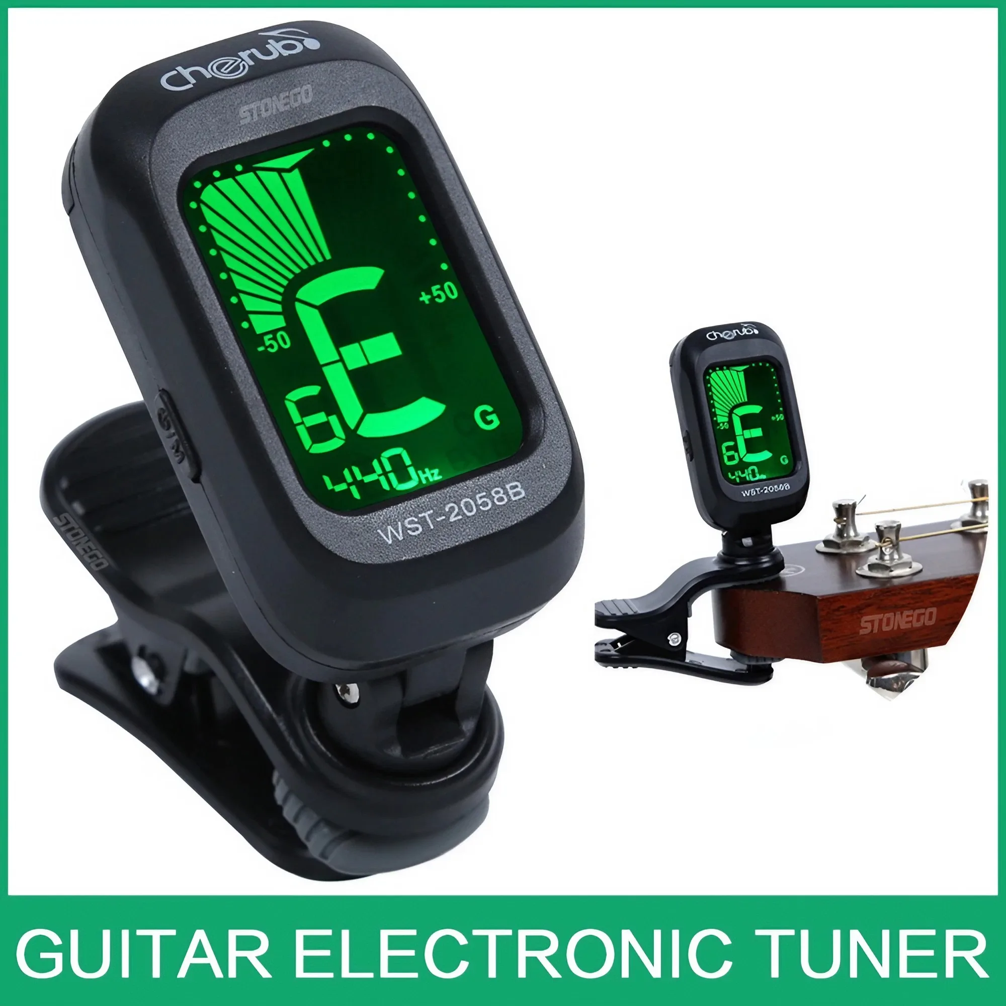 Digitaler Akustik-Clip-Typ-Gitarren-Tuner, drehbarer Clip-on-Tuner, LCD-Display für chromatische Akustikgitarre, Bass, Ukulele, Gitarre Image
