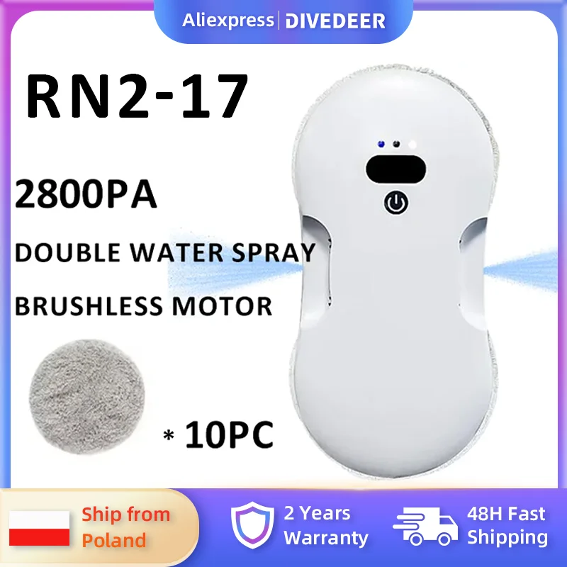 DIVEDEER RN2-17 Intelligente automatische Fensterputzmaschine, Zwei-Wege-Spray, große Saugkraft, ideal für die Hochhaus-Glasreinigung Image