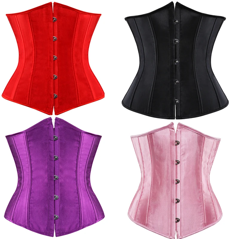 Caudatus Unterbrustkorsett Top Sexy Gothic Dessous Unterbrust Bustiers Schwarz Satin Plus Size Günstig Corpete Espartilho Rot Blau Image