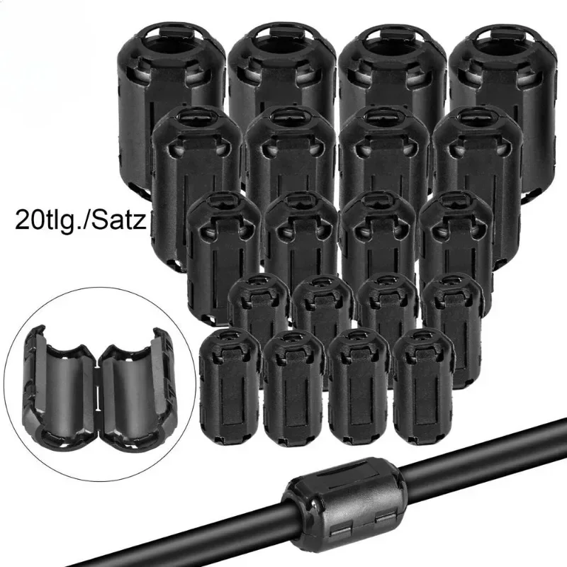 20 Stück Filter-Unterdrücker, Ferritkern-Ringklemmen-Set, Anti-Jamming-Ringkern-Clip-on-Klemme für 3,5–13 mm Kabel, Netzkabel Image