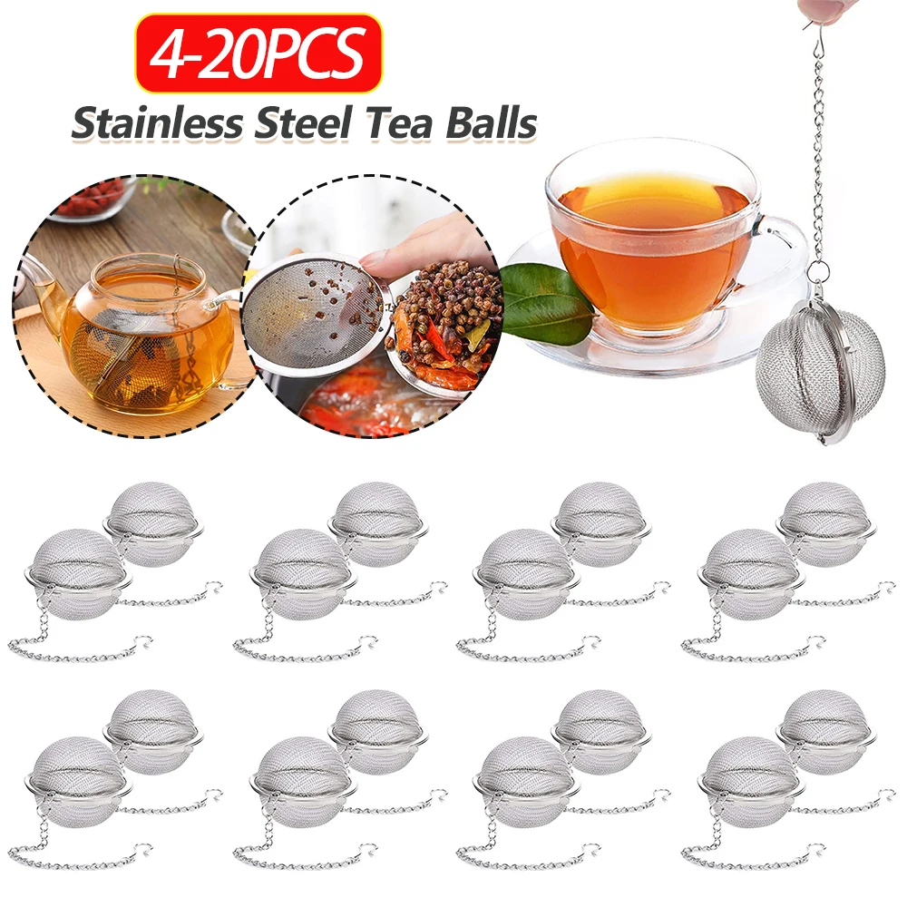 Teekugel-Teesieb aus Edelstahl für lose Blätter mit verlängertem Kettenhaken für Kräutergewürze und Gewürze Image