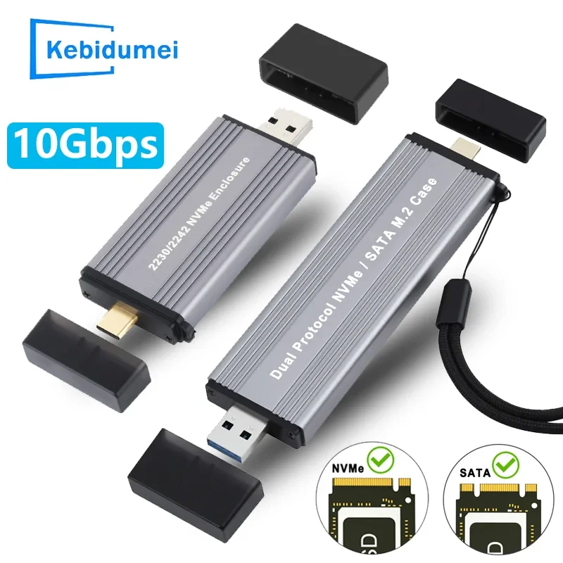M.2 NVME NGFF SATA Dual Protocols Gehäuse M2 SSD Gehäuse USB 3.2 Typ C SSD Adapter 10 Gbit/s zu NVMe SATA Externe Festplatte Box Image