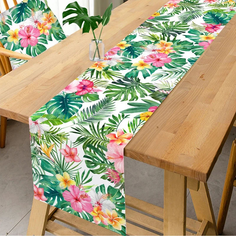 Sommer Hawaiian Floral Tischläufer Flamingo Geburtstag Party Dekor Kinder Aloha Hawaii Tropical Party Supplies Esstisch Dekor Image
