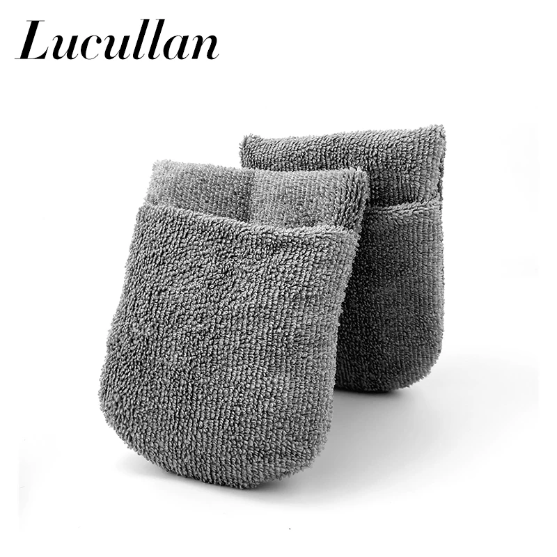 Lucullan Weiche Mikrofaser-Autowas-Applikator-Handschuhe, langer Streifen, dickerer Taschen-Polierschwamm für bessere Finger-Passform Image