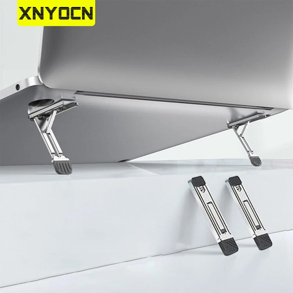 Xnyocn Laptop-Ständer, Aluminiumlegierung, Mini-Klapphalter, 3-Höhenverstellung, Notebooks, Halterung, Zubehör für MacBook, Smartphone Image