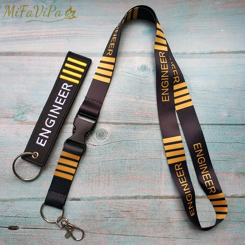 1 Set Ingenieur-Lanyards, Umhängeband, Telefon, Chaveiro, Schlüsselanhänger, Llavero-Lanyard für Ausweishalter, Flugbesatzung, Geschenk für Ingenieure Image