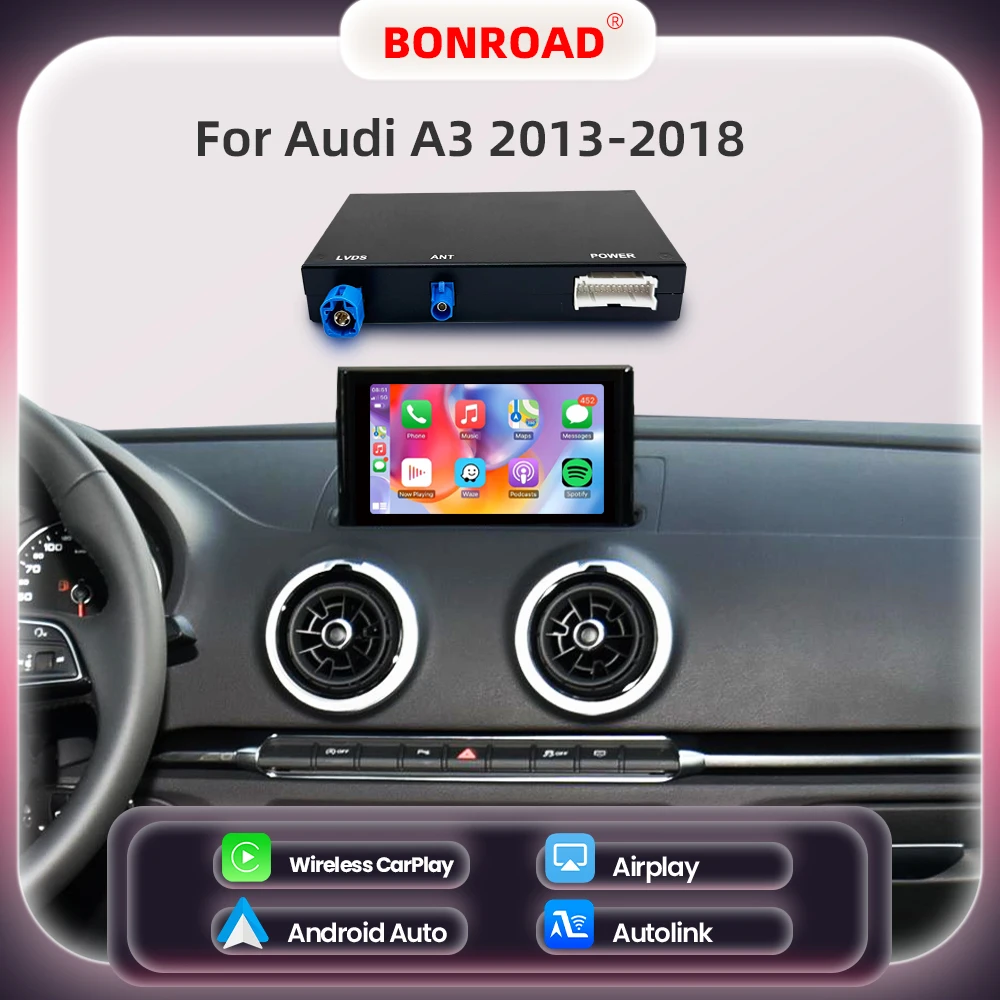 Bonroad drahtloses carplay android auto modul für audi a3 8v q2 2013-2018 mib mib2 spiegel link airplay bluetooth gps navigation Image