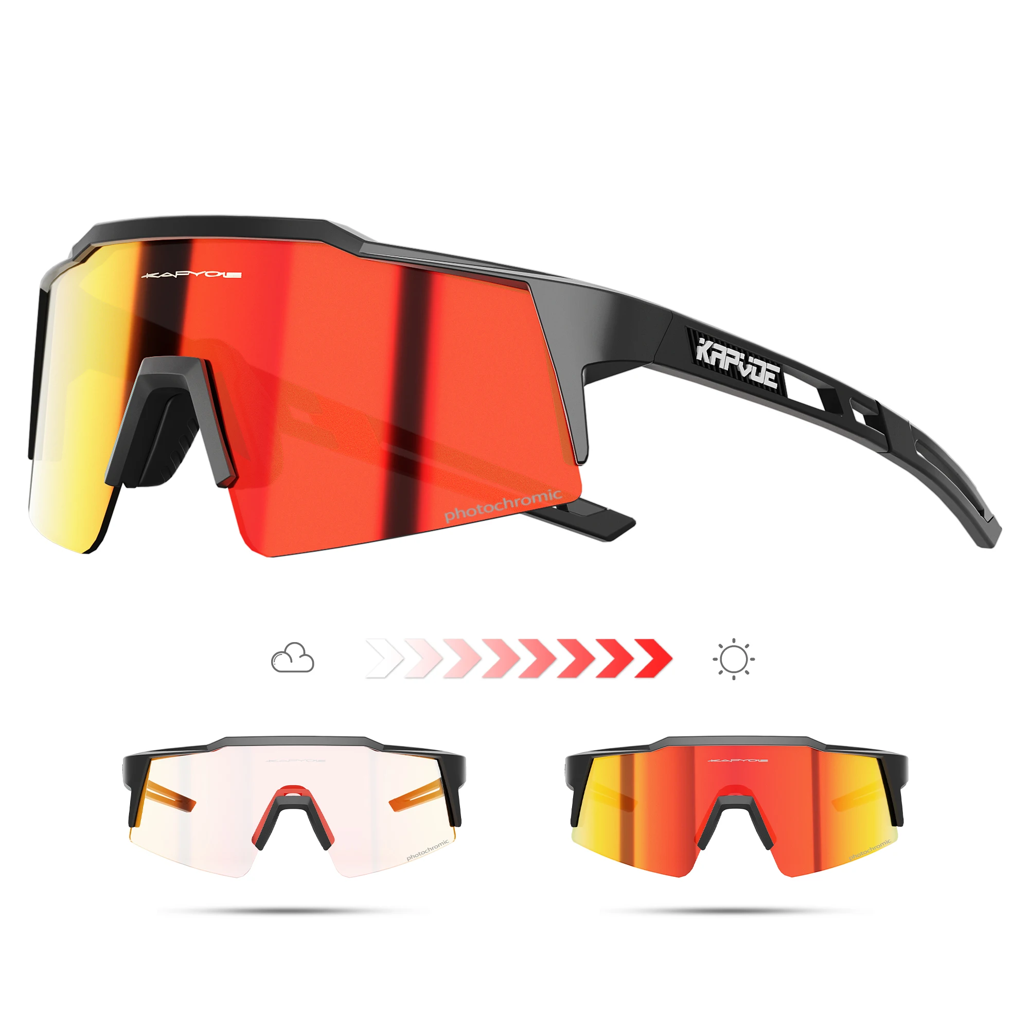 Kapvoe Neue Männer Photochrome Radfahren Sonnenbrille Gläser Mode Mountainbike Outdoor Straße Reiten Brille Brillen Sport MTB Image