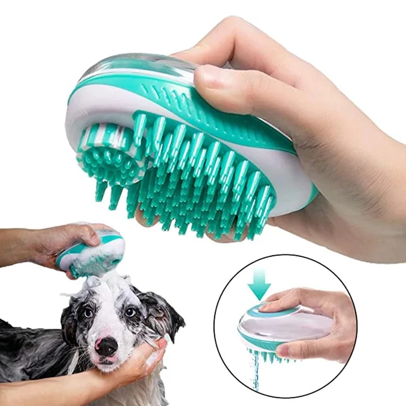 Haustier Hund Katze Bad Pinsel 2-in-1 Pet SPA Massage Kamm Weiche Silikon Haustier Dusche Haar Pflege zimmer Hund Reinigung Werkzeug Pet Liefert Image