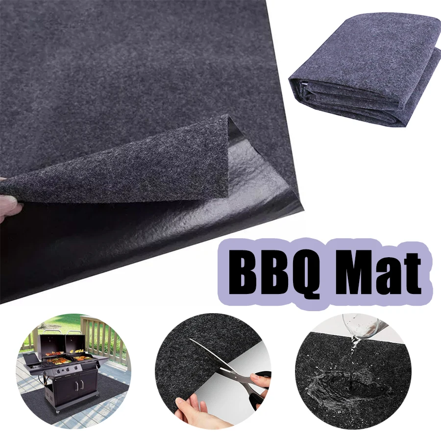 Quadratische Grillunterlage, Outdoor-Feuerstellenmatte, Grillwerkzeuge zum Schutz von Holzböden, Rasen, Terrasse, hitzebeständiges, flammhemmendes Unterlage Image