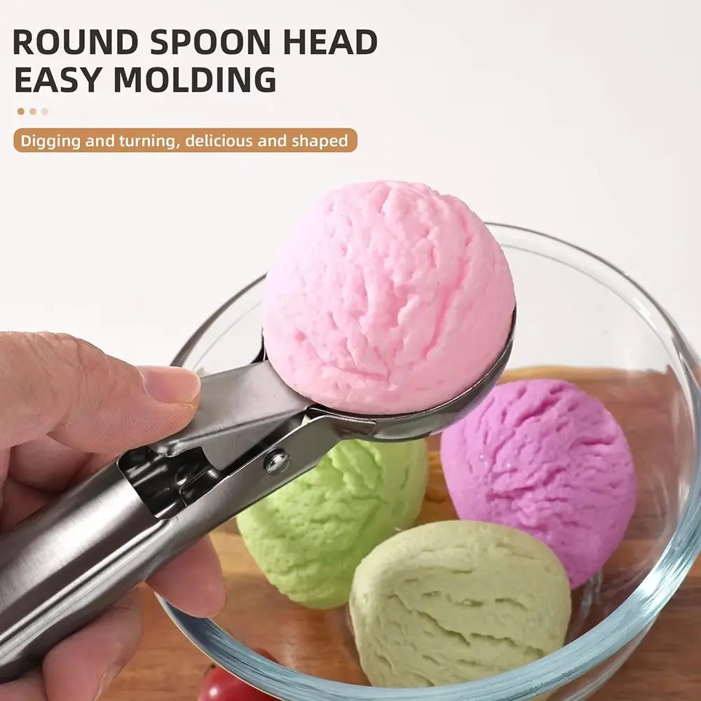 1Pcs Langlebige Edelstahl Scooping Löffel Rebound Multi-Funktion Eis Löffel Kreative Schneeball Maker Home Küche Werkzeuge Image