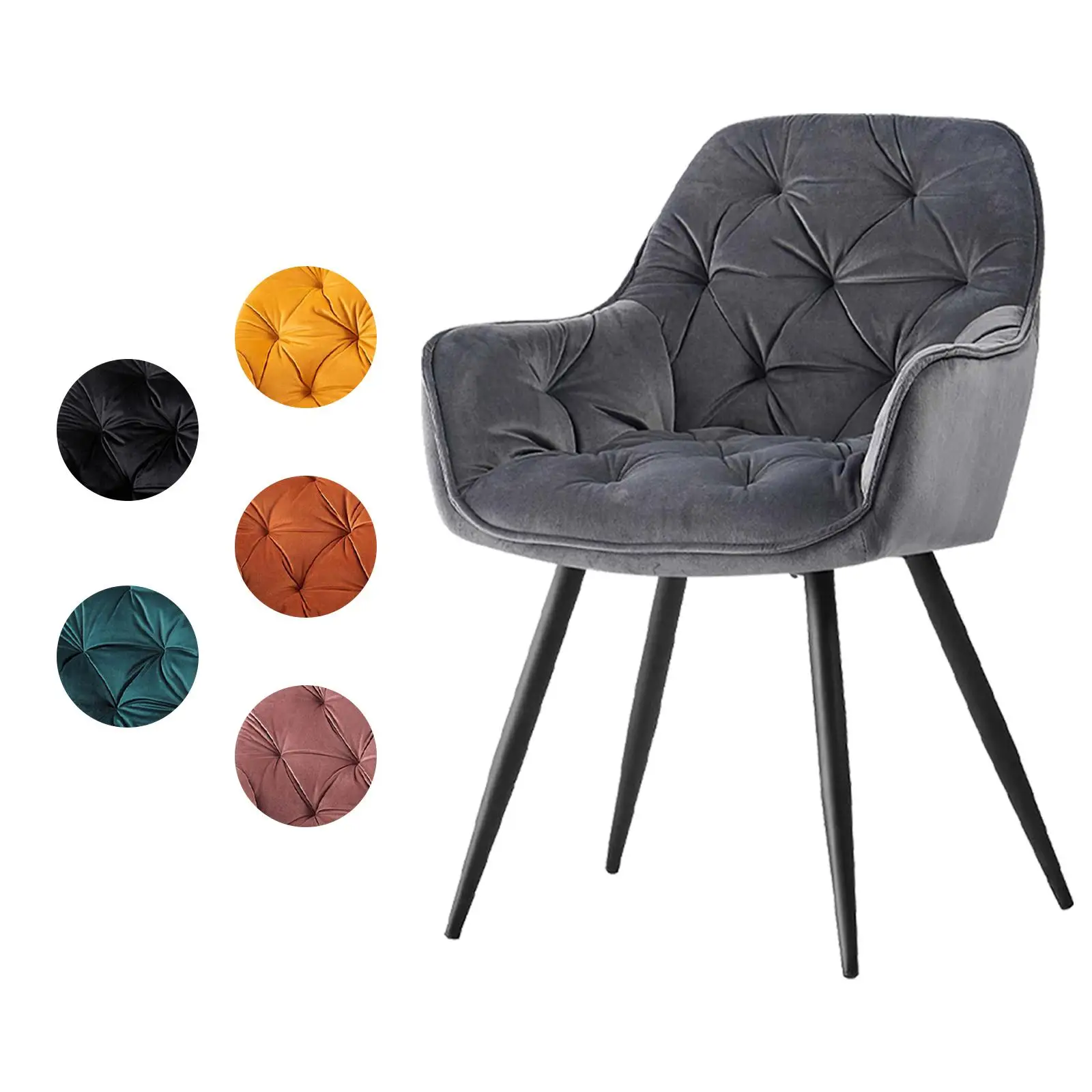 JYMTOM Esszimmerstühle mit dickem Samtstoff-Polsterungssitz, Metalllegen, Armlehnen und Rückenlehne. Eckstuhl für Lounge Wohnz Image