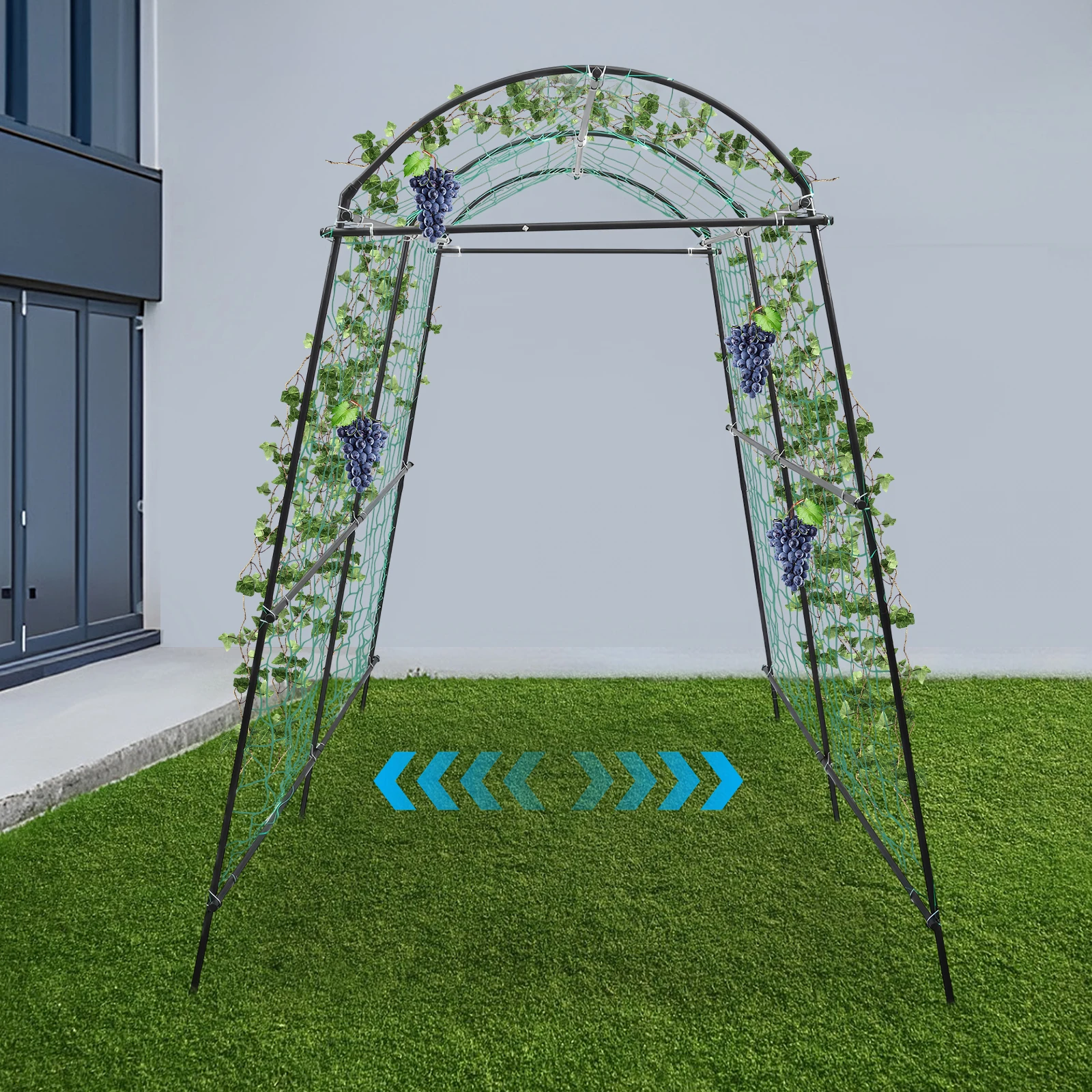 Massiver Rosenbogen aus Metall – Metallständer für Kletterpflanzen – für Garten- und Gemüsegarten – 35 kg Belastung 1,15 x 1,83 x 2,3 m Image