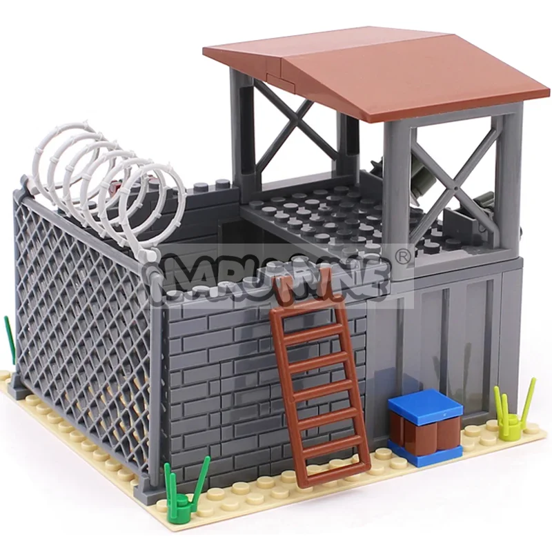 Marumine 23PCS MOC Blöcke WW2 Military Base Special Forces Sentry Guard Room DIY Armee Soldat Szenen Bausteine Modell Kit Image
