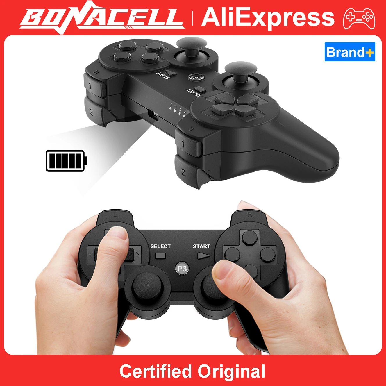 Spielcontroller für Playstation 3/PS3/PC/Android Joystick Wireless BT Gamepad 6-Achsen-Gyroskop Dual-Motoren-Vibration Gaming-Rocker Image
