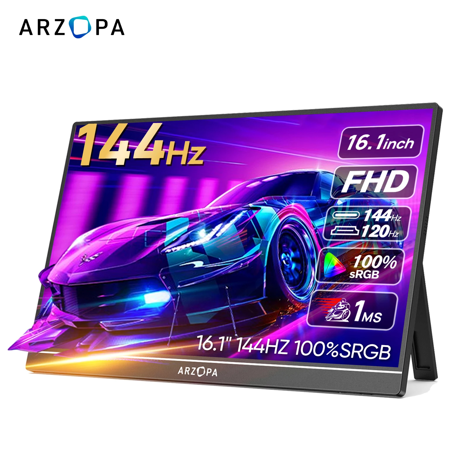 ARZOPA 16,1 Zoll 100 % sRGB 144 Hz tragbarer Monitor Gaming Laptop Display mit Typ C Mini HDMI für PS/Steam/Deck/Switch/PC/Mac Image