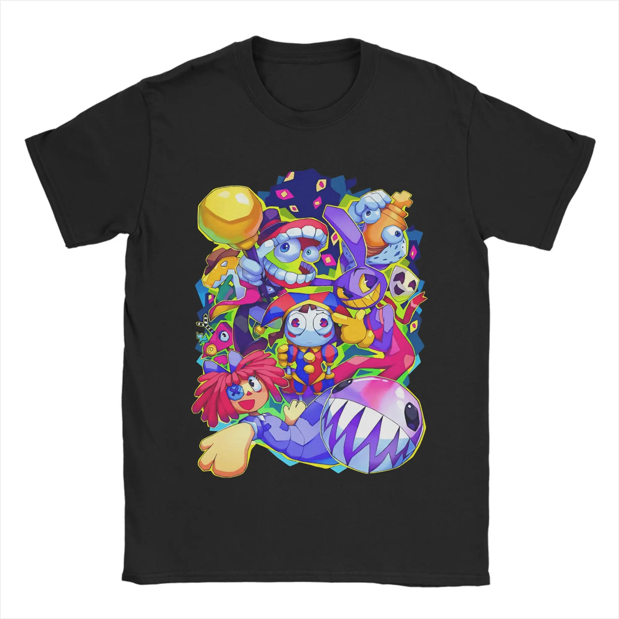 Digital Circus T-Shirt aus reiner Baumwolle für Herren, Sommer-Vintage-T-Shirts, O-Ausschnitt, Hip-Hop-T-Shirts, übergroße Kleidung (Größe: 3XS ist 3XL)