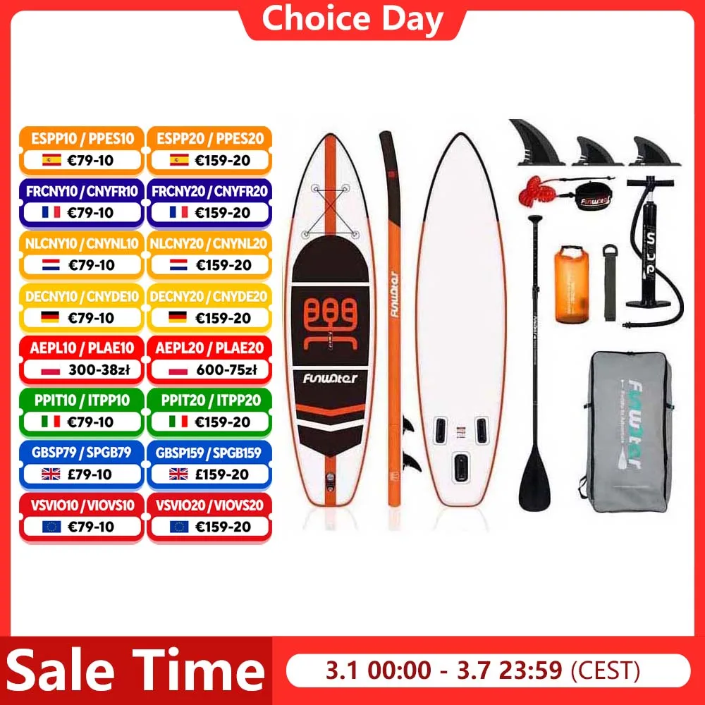FunWater Stand Up Paddle Board, aufblasbares Paddelbrett, Surfbrett, Surf-Sup-Board, rutschfestes Wassersport-Paddle-Board Image