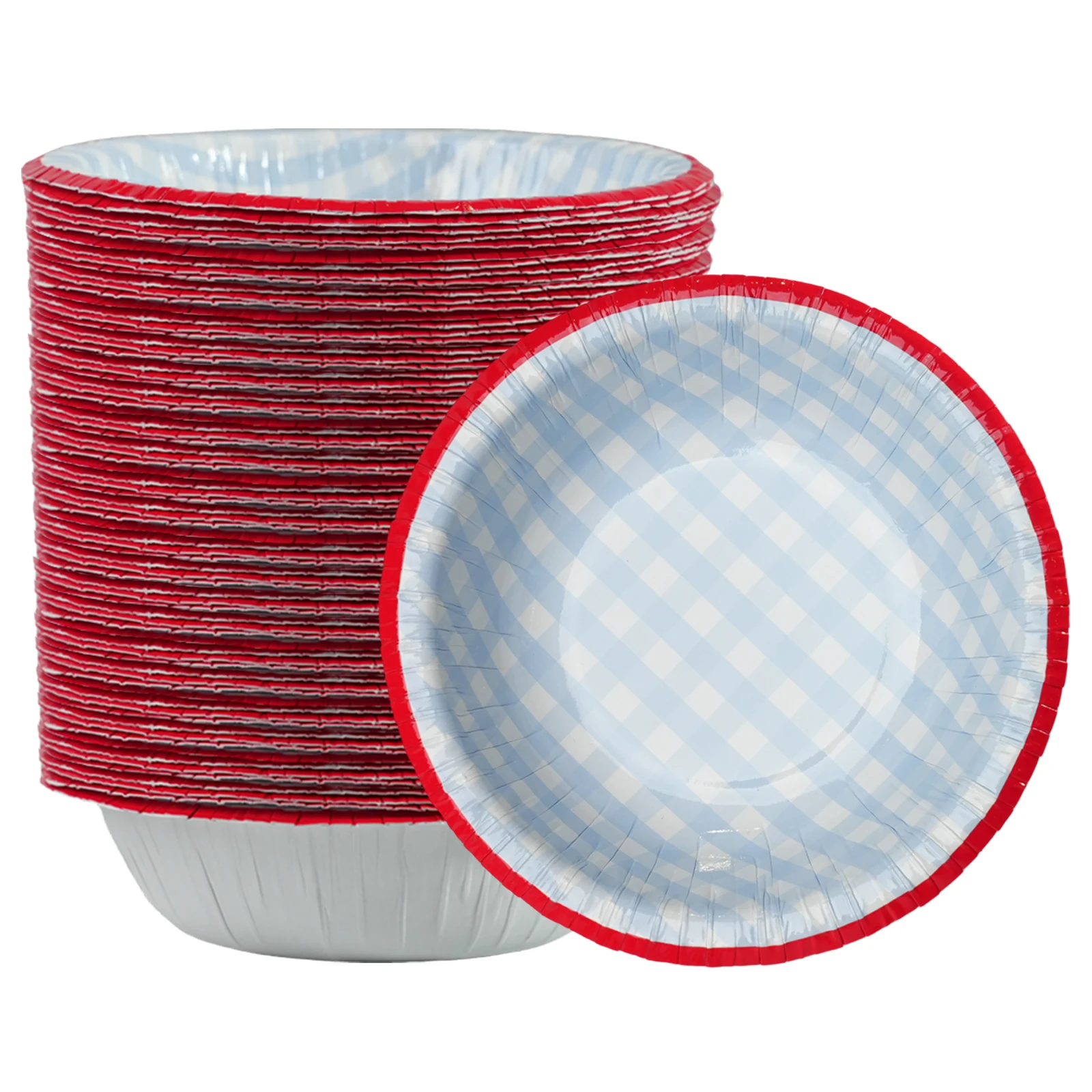 Blaue Einwegschale, blaue und weiße karierte Schüssel, Halloween, Weihnachten, Urlaub, Geburtstag, Hochzeit, Party, Küchenzubehör Image