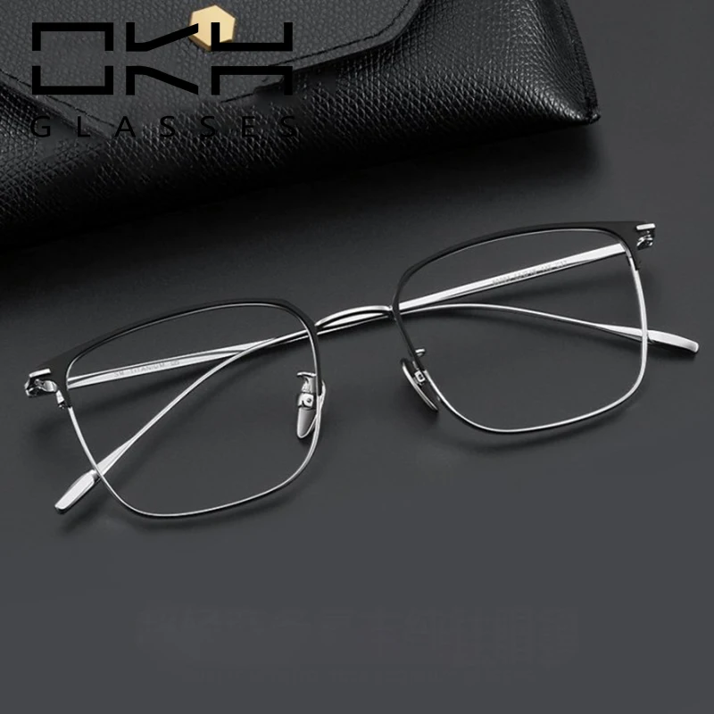 OKH NEUE Lesebrille Titan Vollrand Rahmen Brillen Männer Benutzerdefinierte Myopie Gläser für Männliche Brillen T26 Image