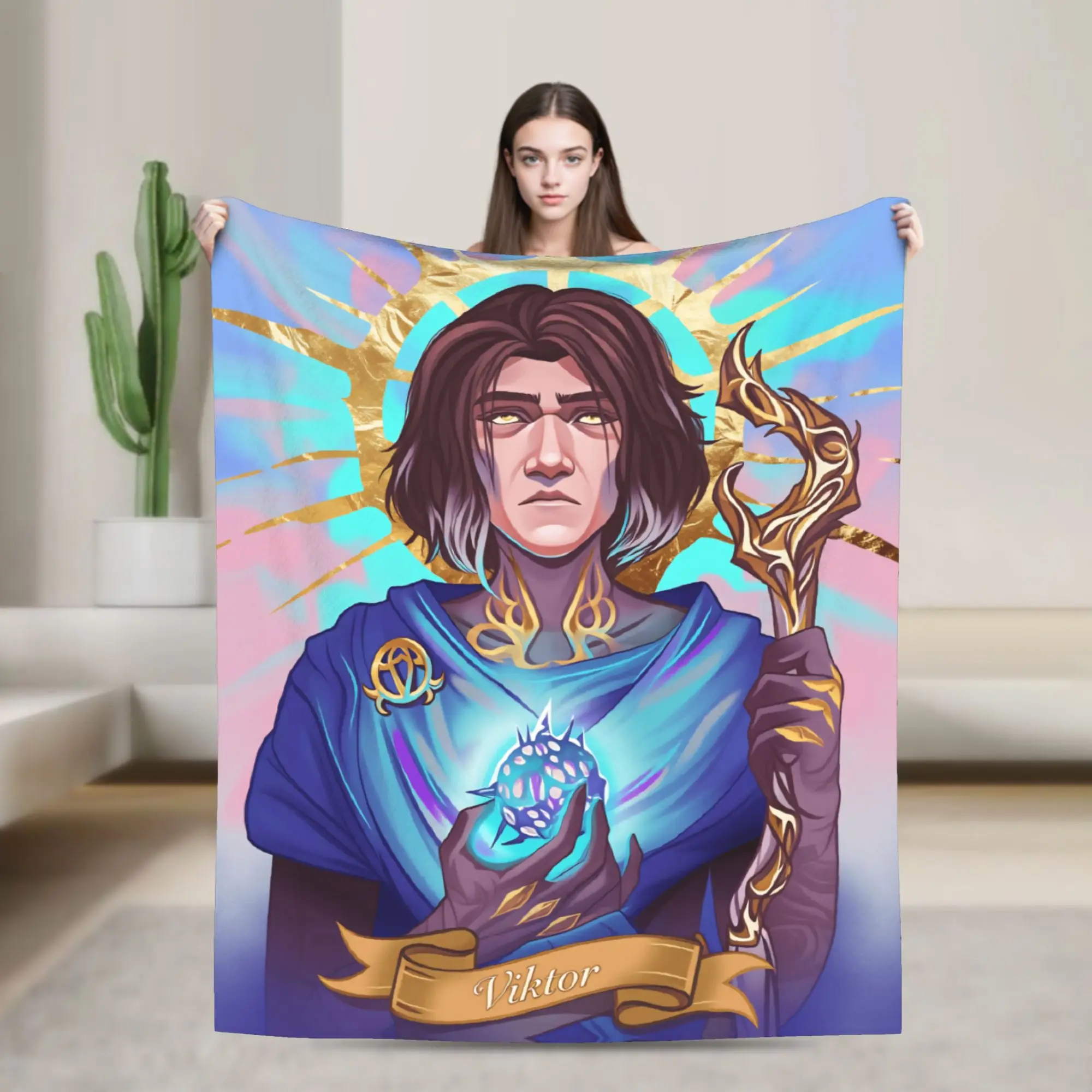 Warme Decke Camping Arcane Überwurfdecke Viktor Spiel Jinx Jayce Caitlyn Jesus Sevika Flanell Tagesdecke für Sofa Bettbezug Image