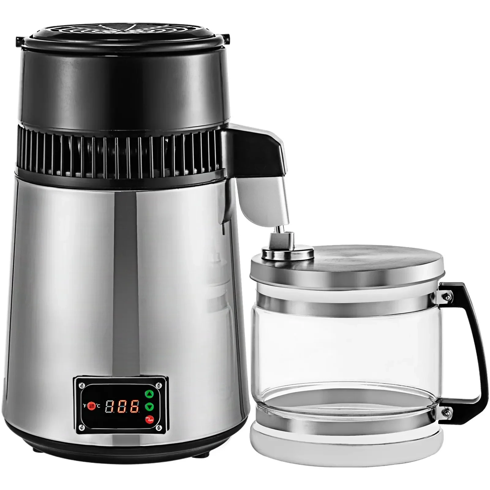 VEVOR 750 W 4L Wasserdestilliergerät, Luftreiniger, Filterspender, Heizung, Trinkflaschenenthärter, Wasserfilter aus Edelstahl 304 Image