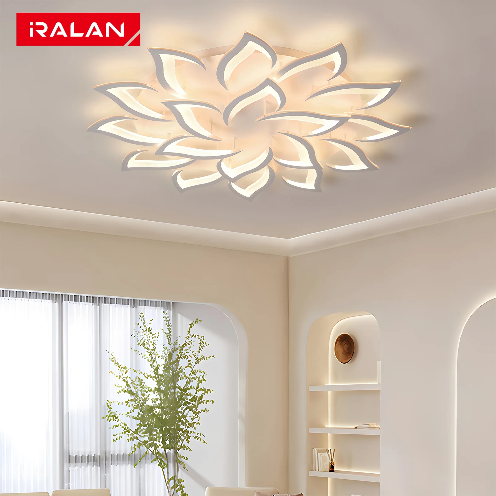 Luxus Led-deckenleuchte Weiß/schwarz Lotus Kronleuchter Decke Lichter Nordic Glanz Dimmbare Lobby Wohnzimmer Schlafzimmer Lampe