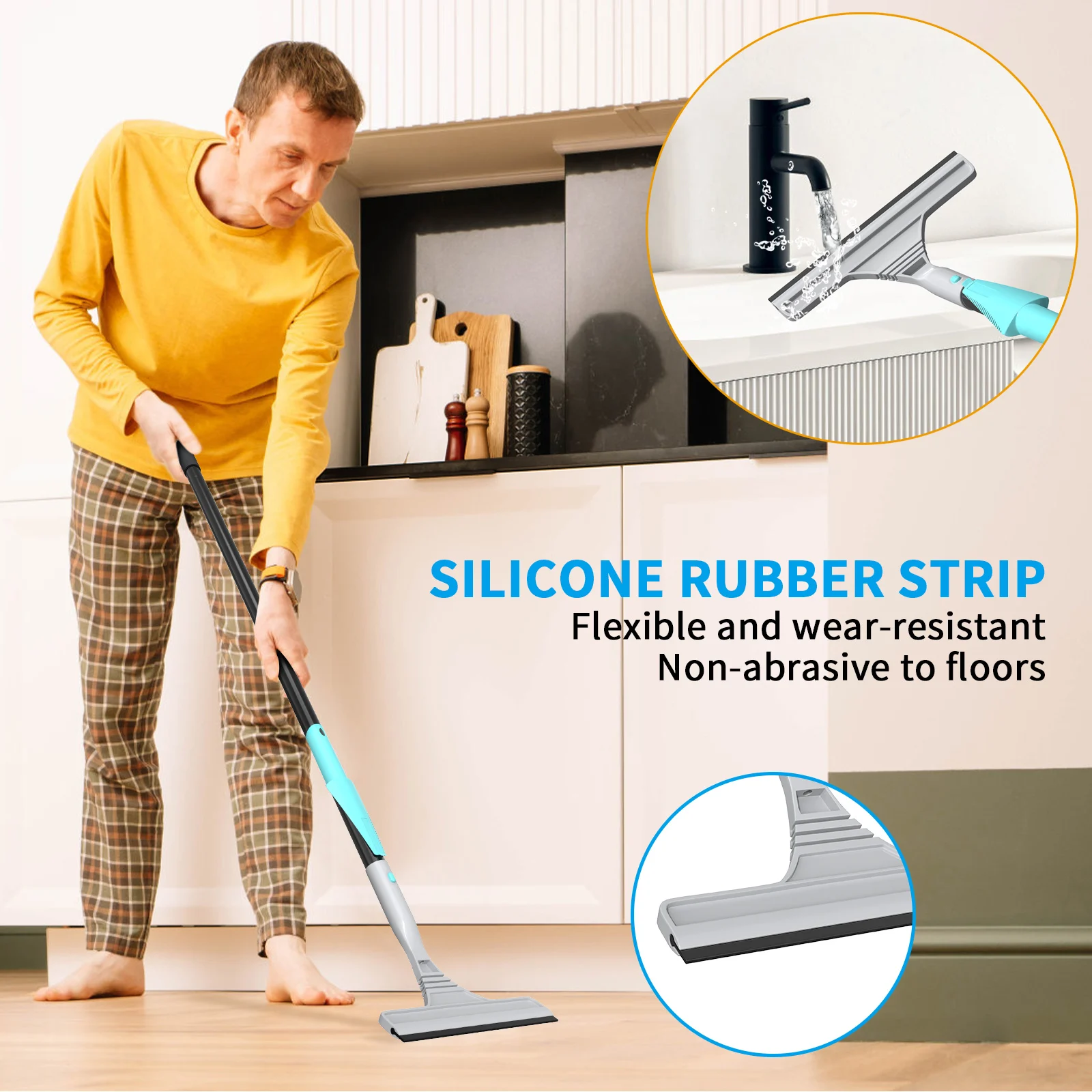 Schaber Besen Magische Wischer 154 cm/87 cm Hohe Ort Glas Wischer Boden Mopp Haushalt Badezimmer Kehrwasser Silikon schaber Besen Image