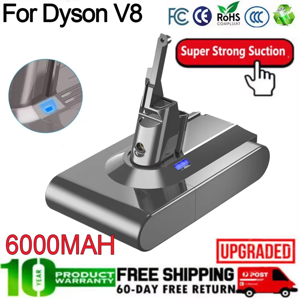 6000mah Batterie Für Dyson V8 Ersatz Für Dyson V8 Absolute V8 Tier SV10 Staubsauger Cordless Power Tools Wiederaufladbare Image