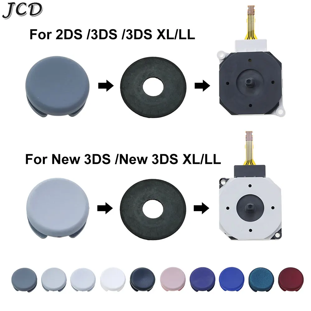 JCD 1set Thumbstick Taste Thumb-Stick joystick + Rocker Stick Kappe + Staub Ring PAD Für 2DS 3DS 3DSXL für Neue 2DS 3DS XL LL Image