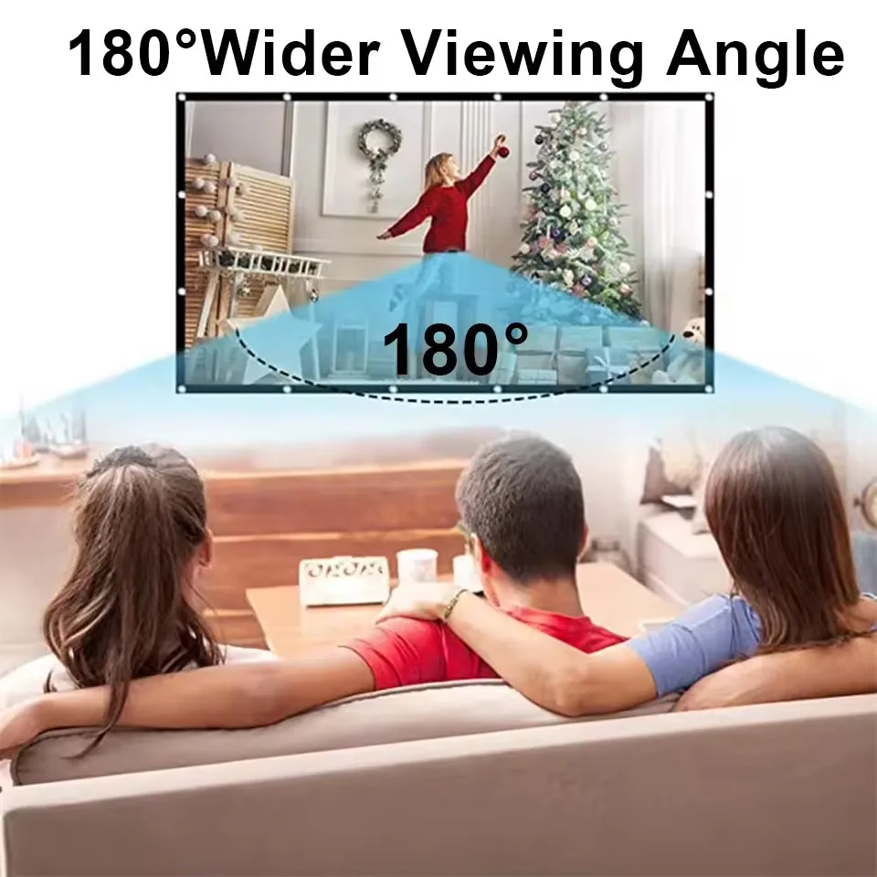 92/110/150/180 Zoll Projektor Weiß Bildschirm Tragbare Projektion Screen16:9, Outdoor Film Bildschirm Für Reise Heimkino Für HY300 Image