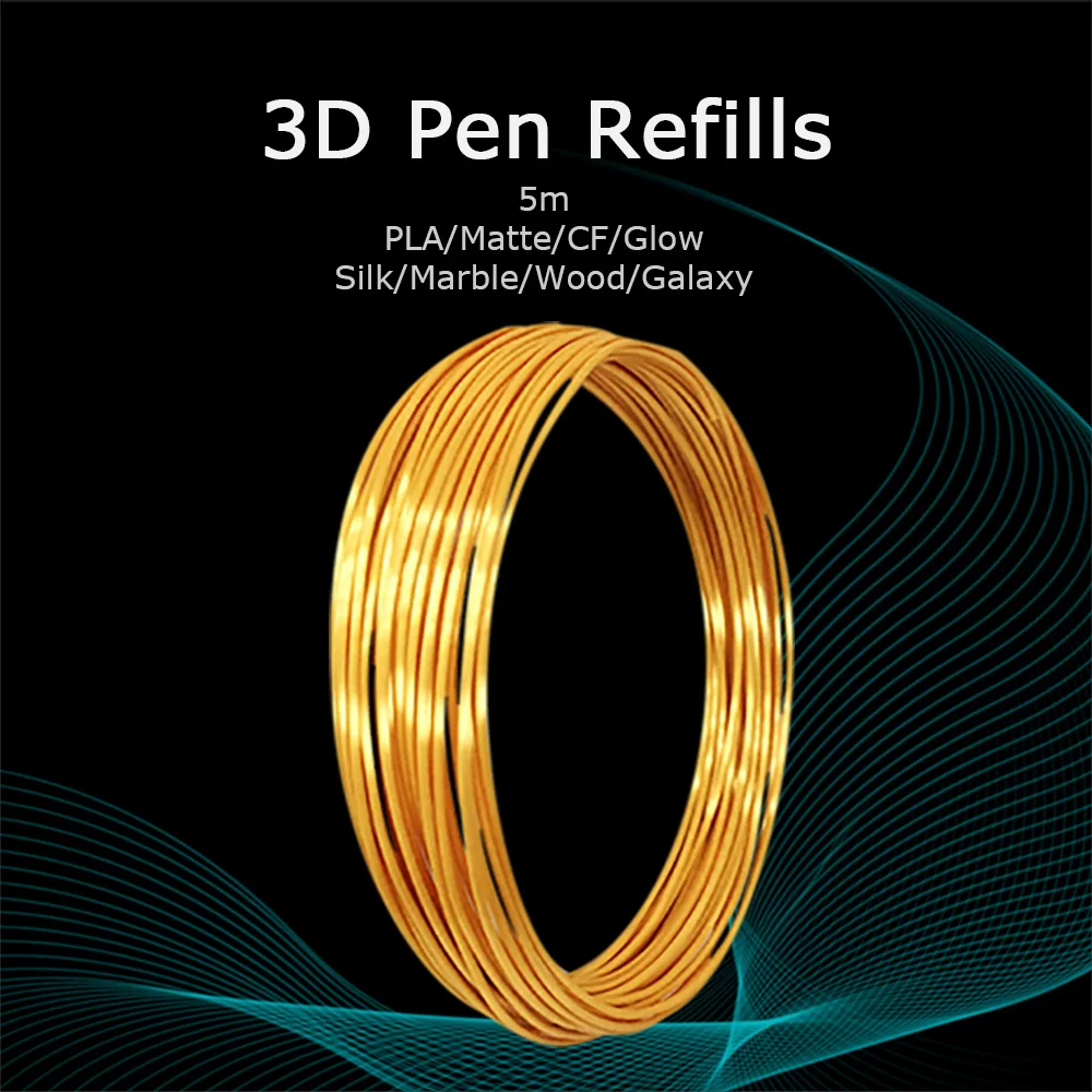3D-Stiftfilament, 5 m, Pla-Kunststoff, 1,75 mm, Seide, Dual, matt, Kohlefaser, Marmor, Holz, Glitzer, Weiß, Schwarz, Rot, Grün, Blau, Lila Image