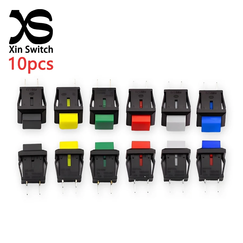 10PCS DS-430 Platz Selbst Zurücksetzen Power-Taste Schalter Ohne Schloss 2-Pin 3A 125VAC Multi Farbe Kunststoff Shell snap Auf Schalter Image