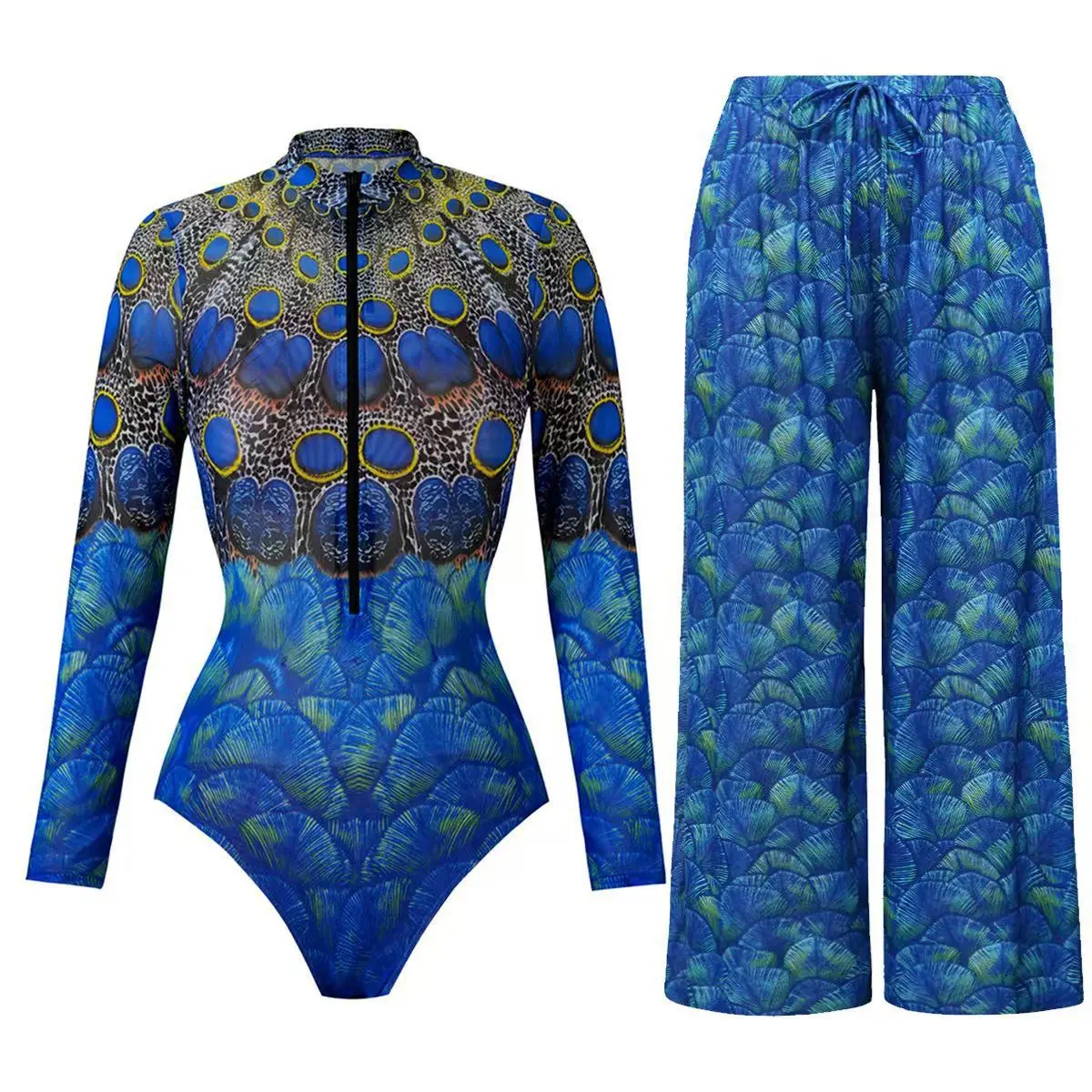 2026 Glamouröse Mehrfarbige Bademode mit Einzigartigem Muster und Hohem Beinausschnitt, Perfekt für Strand, Poolpartys, Sommerurlaub und Ausflüge Image
